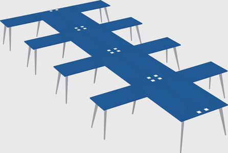 Shared l-shaped office desk system