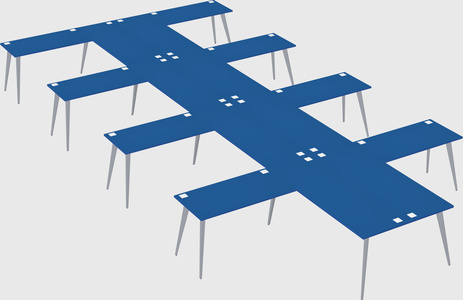 Shared l-shaped office desk system