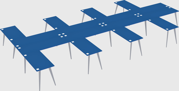 Shared l-shaped office desk system