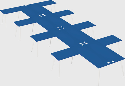 Shared l-shaped office desk system