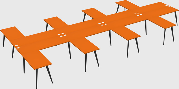 Shared l-shaped office desk system