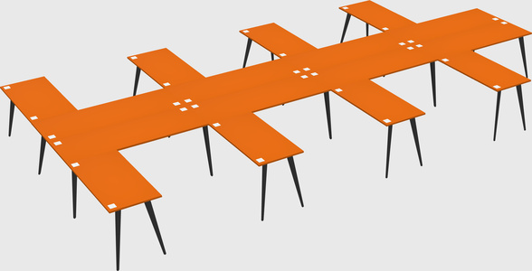 Shared l-shaped office desk system