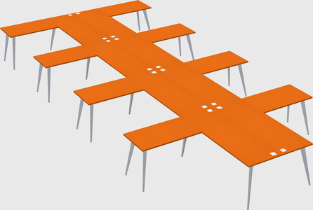 Shared l-shaped office desk system