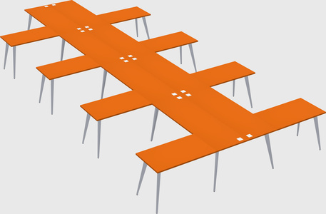 Shared l-shaped office desk system