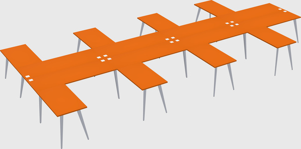 Shared l-shaped office desk system