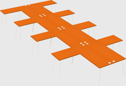Shared l-shaped office desk system