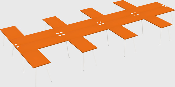 Shared l-shaped office desk system