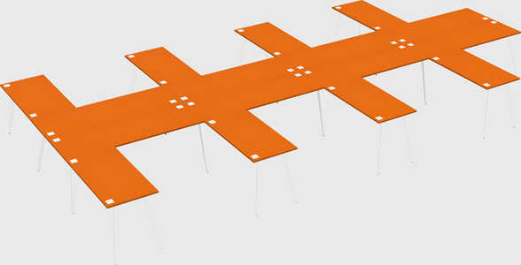 Shared l-shaped office desk system