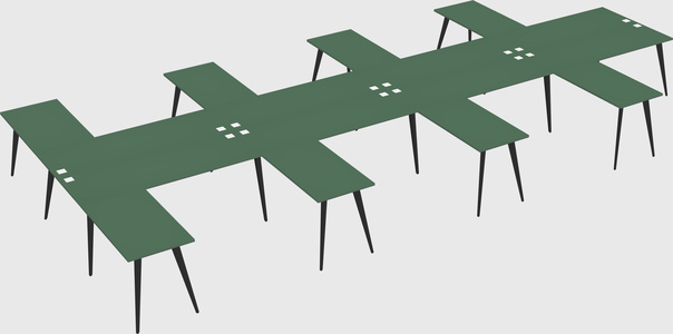 Shared l-shaped office desk system
