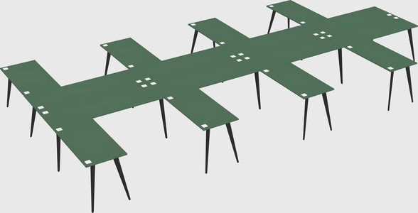 Shared l-shaped office desk system
