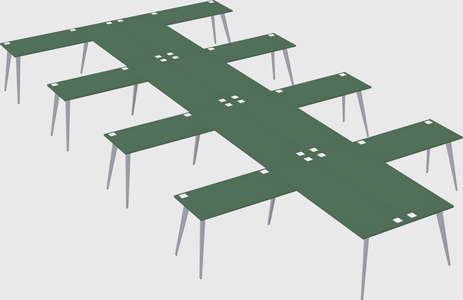 Shared l-shaped office desk system