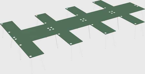 Shared l-shaped office desk system