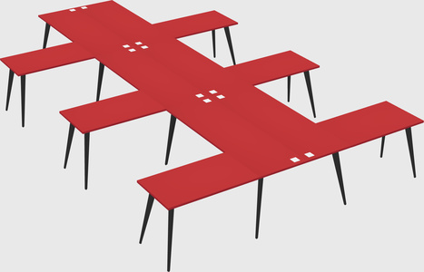 Shared l-shaped office desk system