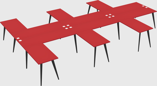 Shared l-shaped office desk system