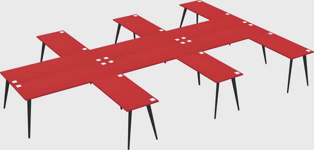Shared l-shaped office desk system