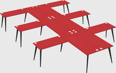 Shared l-shaped office desk system