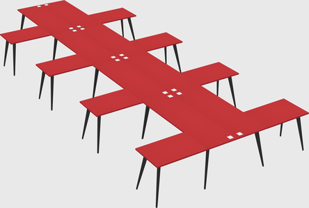Shared l-shaped office desk system