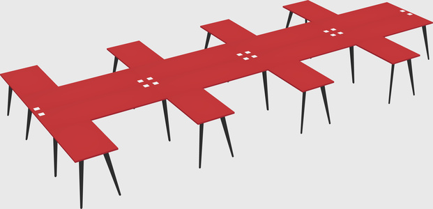 Shared l-shaped office desk system