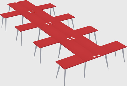 Shared l-shaped office desk system