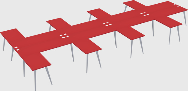Shared l-shaped office desk system