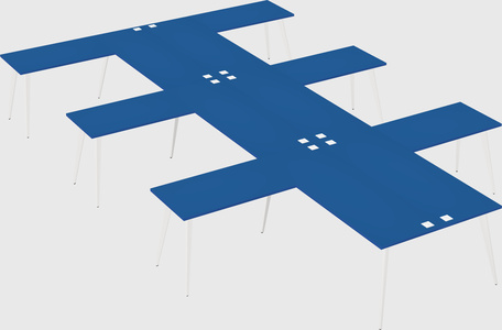 Shared l-shaped office desk system