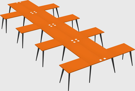 Shared l-shaped office desk system