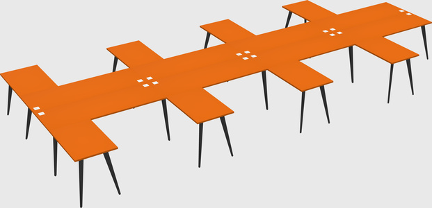 Shared l-shaped office desk system
