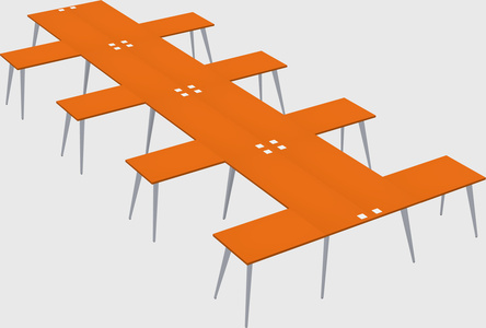 Shared l-shaped office desk system