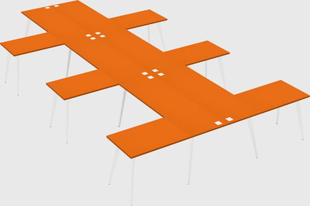 Shared l-shaped office desk system