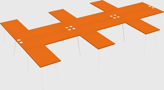 Shared l-shaped office desk system