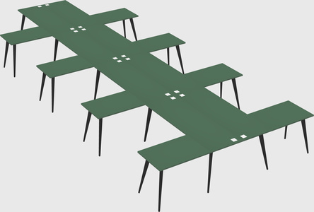 Shared l-shaped office desk system