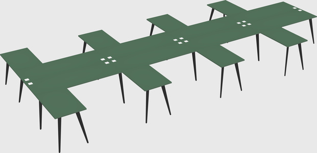 Shared l-shaped office desk system