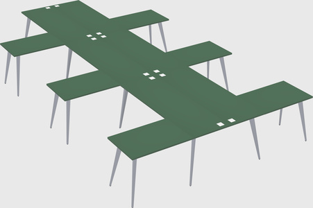 Shared l-shaped office desk system