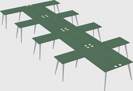 Shared l-shaped office desk system
