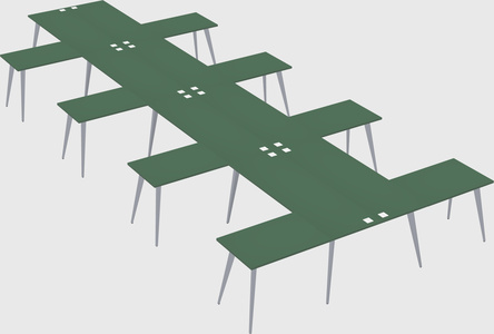 Shared l-shaped office desk system
