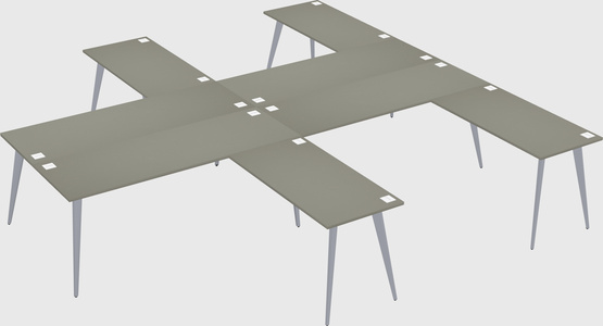 Shared l-shaped office desk system