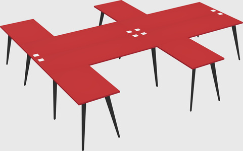 Shared l-shaped office desk system