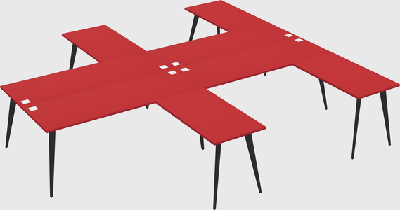 Shared l-shaped office desk system