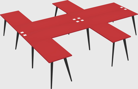 Shared l-shaped office desk system