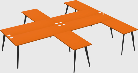 Shared l-shaped office desk system