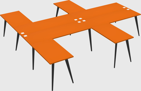 Shared l-shaped office desk system