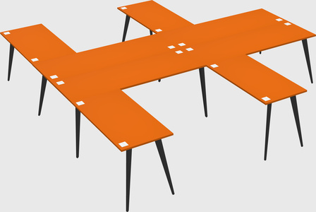 Shared l-shaped office desk system