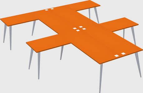 Shared l-shaped office desk system