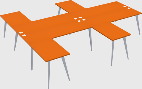 Shared l-shaped office desk system