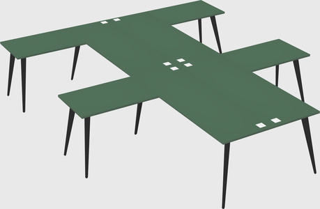 Shared l-shaped office desk system