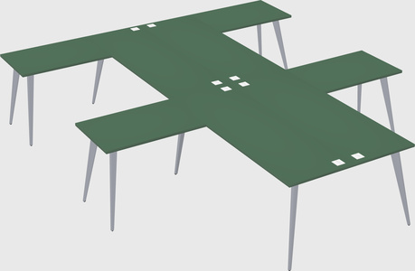 Shared l-shaped office desk system