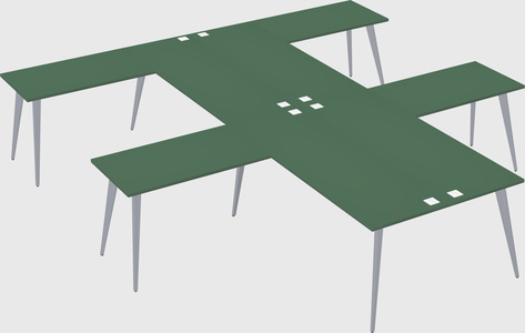 Shared l-shaped office desk system