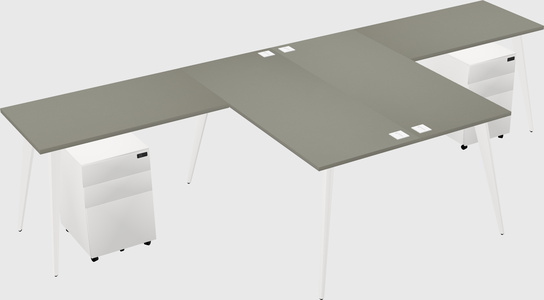 Shared l-shaped office desk system