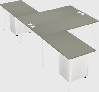 Shared l-shaped office desk system