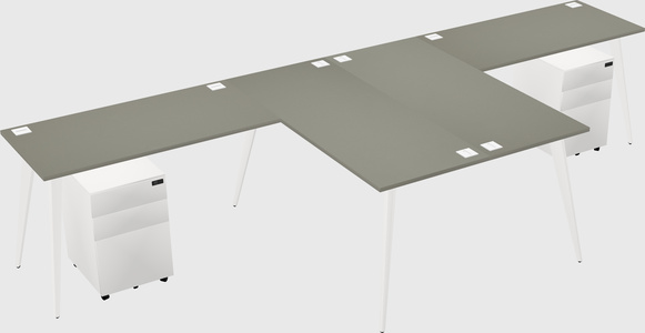 Shared l-shaped office desk system